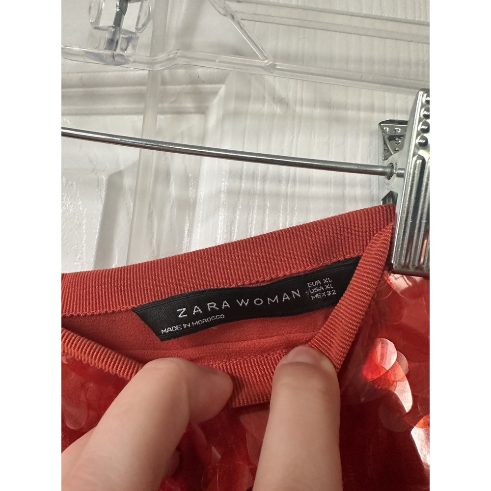 Zara Woman Midi Chunky Sequin Skirt Orange Rare Size XL - Picture 8 of 9